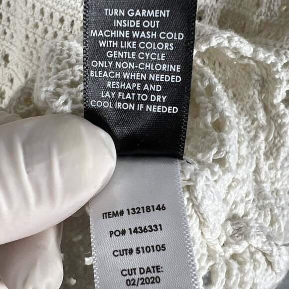 Torrid Womens 3X Crochet Knit Bone Cardigan Tie Front 100% Cotton Cottagecore - Picture 14 of 15